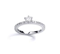 Jewelco London Girls Sterling Silver Cubic Zirconia Shoulder set Solitaire Engagement Ring