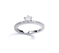 Jewelco London Girls Sterling Silver Cubic Zirconia Shoulder set Solitaire Engagement Ring - Size G