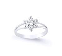 Jewelco London Girls Sterling Silver Cubic Zirconia Split Shoulder Flower Dress Ring
