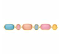 Jewelco London Gold-Plated Silver Light Blue, Peach & Amber Pill Agate Lucky Dip Pastel Candy Pebble Charm Bracelet - GVB626