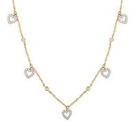 Jewelco London Gold-plated Silver White Round Cubic Zirconia Dancing Love Hearts Raindrop Station Necklace, 16.5-18.5"
