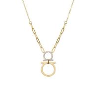 Jewelco London Gold-plated Silver White Round Cubic Zirconia Mirrored Omega Symbol Lavalier Necklace, 16.5-18.5"