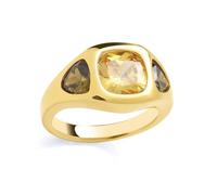 Jewelco London Gold Plated Sterling Silver Citrine & Green Sapphire Gypsy Ring