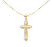 Jewelco London Gold Plated Sterling Silver Cross Pendant - GVX111