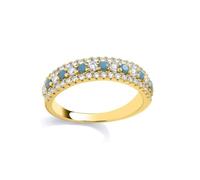 Jewelco London Gold-plated Sterling Silver CZ & Turquoise Half Eternity Ring