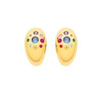 Jewelco London Gold Plated Sterling Silver Multi Coloured CZ Domed Half Hoop Earrings