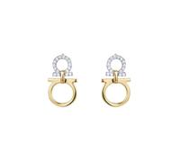 Jewelco London Gold-plated Sterling Silver White Round Cubic Zirconia Mirrored Omega Symbol Drop Earrings
