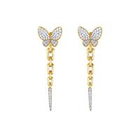Jewelco London Gold-plated Sterling Silver White Round Cubic Zirconia Pave Butterfly Trail Shoulder Duster Drop Earrings