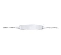 Jewelco London Kids Rhodium Plated Sterling Silver Cable Chain Oval Bar Identity ID Bracelet 5 + 1 inch - ID46