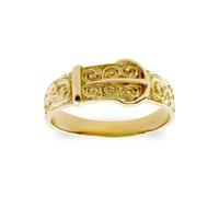 Jewelco London Kids Solid 9ct Yellow Gold Carved Buckle Baby Ring