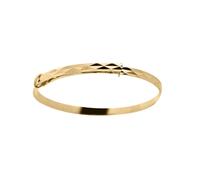 Jewelco London Kids Solid 9ct Yellow Gold Diamond-cut Engine Turned Argyle Pattern Expandable 2mm Baby Bangle Bracelet - JKB111A