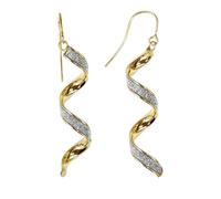 Jewelco London Ladies 9ct Gold MoonDust Stardust 4mm Twist Drop Earrings 52mm - JER774
