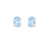 Jewelco London Ladies 9ct White Gold Light Blue Oval Topaz 4 Claw Solitaire Stud Earrings, 6x4mm 1 Carat - JES370