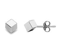 Jewelco London Ladies 9ct White Gold Tesseract Square Cube Stud Earrings - 4mm