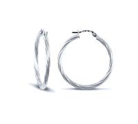 Jewelco London Ladies 9ct White Gold Twisted 2.5mm Hoop Earrings 30mm - JER561D