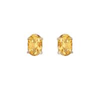 Jewelco London Ladies 9ct Yellow Gold Amber Oval Citrine 4 Claw Solitaire Stud Earrings, 6x4mm 1 Carat - JES371
