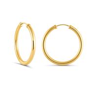 Jewelco London Ladies 9ct Yellow Gold Capped Sleeper 2.5mm Hoop Earrings 25mm - JER742C