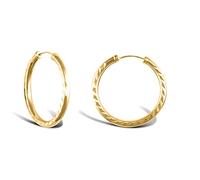 Jewelco London Ladies 9ct Yellow Gold Diamond Cut Capped Sleeper 2.5mm Hoop Earrings 25mm