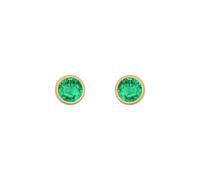 Jewelco London Ladies 9ct Yellow Gold Green Round Emerald Donut Bezel Solitaire Stud Earrings, 3mm 0.20CTS - JES355
