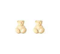 Jewelco London Ladies 9ct Yellow Gold Happy Teddy Bear Stud Earrings