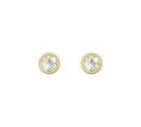 Jewelco London Ladies 9ct Yellow Gold Light Blue Round Topaz Donut Bezel Solitaire Stud Earrings, 3mm 0.20CTS - JES359