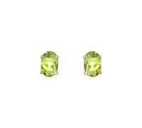 Jewelco London Ladies 9ct Yellow Gold Light Green Oval Peridot 4 Claw Solitaire Stud Earrings, 6x4mm 1 Carat - JES373
