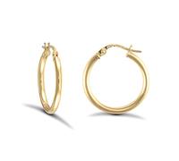 Jewelco London Ladies 9ct Yellow Gold Polished 2mm Hoop Earrings 20mm