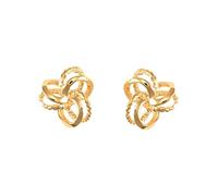 Jewelco London Ladies 9ct Yellow Gold Trinity Double Love Knot Stud Earrings