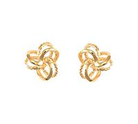 Jewelco London Ladies 9ct Yellow Gold Trinity Double Love Knot Stud Earrings