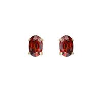 Jewelco London Ladies 9ct Yellow Gold Wine Oval Garnet 4 Claw Solitaire Stud Earrings, 6x4mm 1 Carat - JES372