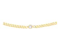 Jewelco London Ladies Gold-Plated Sterling Silver CZ Multi Solitaire Station Necklace 3mm 15 + 2 inch - GVK404