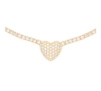 Jewelco London Ladies Gold-Plated Sterling Silver CZ Pave Encrusted Love Heart Tennis Necklace 2mm 14 + 2 inch - GVK403