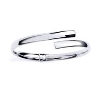 Jewelco London Ladies Platinum Plated Sterling Silver Oval Tube Crossover Bypass Bangle Bracelet - GVG232