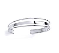 Jewelco London Ladies Platinum Plated Sterling Silver Split Lip Channel Cuff Bangle Bracelet - GVG231