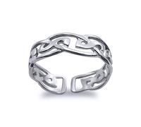 Jewelco London Ladies Rhodium Plated Sterling Silver Baroque Scroll Celtic Filigree 4mm Toe Ring - ATR019
