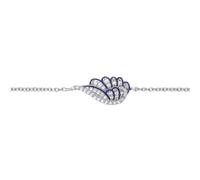 Jewelco London Ladies Rhodium Plated Sterling Silver CZ Blue Enamel Angel Dove Wing Rolo Charm Bracelet 7 + 1 inch - GVB569