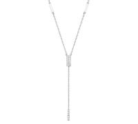 Jewelco London Ladies Rhodium Plated Sterling Silver CZ Chocolate Bar Lariat Necklace 15 + 2 inch