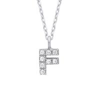 Jewelco London Ladies Rhodium Plated Sterling Silver Encrusted Mini Initial Pendant Necklace 16 + 1 inch - GIN6F