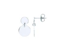 Jewelco London Ladies Rhodium Plated Sterling Silver Lil n Large Double Disc Drop Earrings - EAG1080