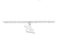Jewelco London Ladies Rhodium Plated Sterling Silver Love Hearts & Arrows 2mm Charm Bracelet, 7.5" - ABB170