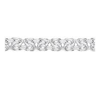 Jewelco London Ladies Rhodium Plated Sterling Silver Rounded 3D Square Byzantine Chain Bracelet 7mm 7.5 inch - GVB505