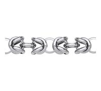 Jewelco London Ladies Rhodium Plated Sterling Silver Rounded 3D Square Byzantine Chain Bracelet 9mm 8 inch - GVB585