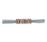 Jewelco London Ladies Rhodium Yellow & Rose Gold-Plated Sterling Silver Multi Strand Donut Loops Layered Charm Bracelet 10mm - GVB459