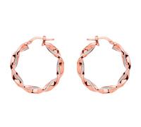 Jewelco London Ladies Rose Gold-Plated Sterling Silver Square Tube Twist Moondust Hoop Earrings 30mm - GVE895R