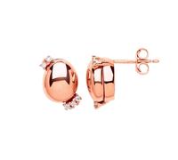Jewelco London Ladies Rose Gold-Plated Sterling Silver white Cubic Zirconia Golden Egg Drop Earrings - GVE597ROSE