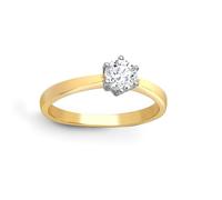 Jewelco London Ladies Solid 18ct Gold 6 Claw Set Round 0.25ct D/VS Lab Grown Diamond Solitaire Engagement Ring 5mm - Size U