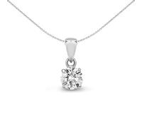 Jewelco London Ladies Solid 18ct White Gold 4 Claw Set Round 0.25ct D/VS Lab Grown Diamond Solitaire Charm Pendant