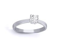 Jewelco London Ladies Solid 18ct White Gold 4 Claw Set Round 0.5ct D/VS Lab Grown Diamond Solitaire Engagement Ring 5mm