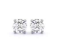Jewelco London Ladies Solid 18ct White Gold 4 Claw Set Round G SI1 1.40ct Diamond Solitaire Stud Earrings - 18E005-140