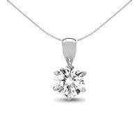 Jewelco London Ladies Solid 18ct White Gold 6 Claw Set Round G SI1 0.2ct Diamond Solitaire Charm Pendant - 18P007-020